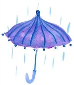 雨に打たれる傘のイラスト