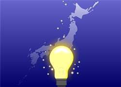 日本地図と電球のイラスト